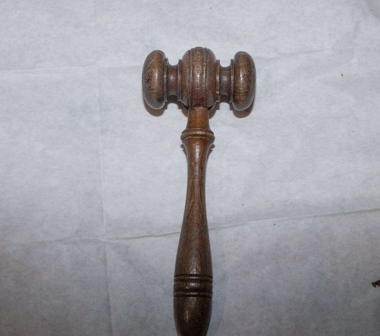 Guy Malbec's wooden judges' gavel used in the attack. Picture: CPS