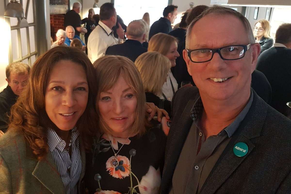 Parliamentary candidate Helen Grant alongside Kellie Maloney and Radio Kent's John Warnett
