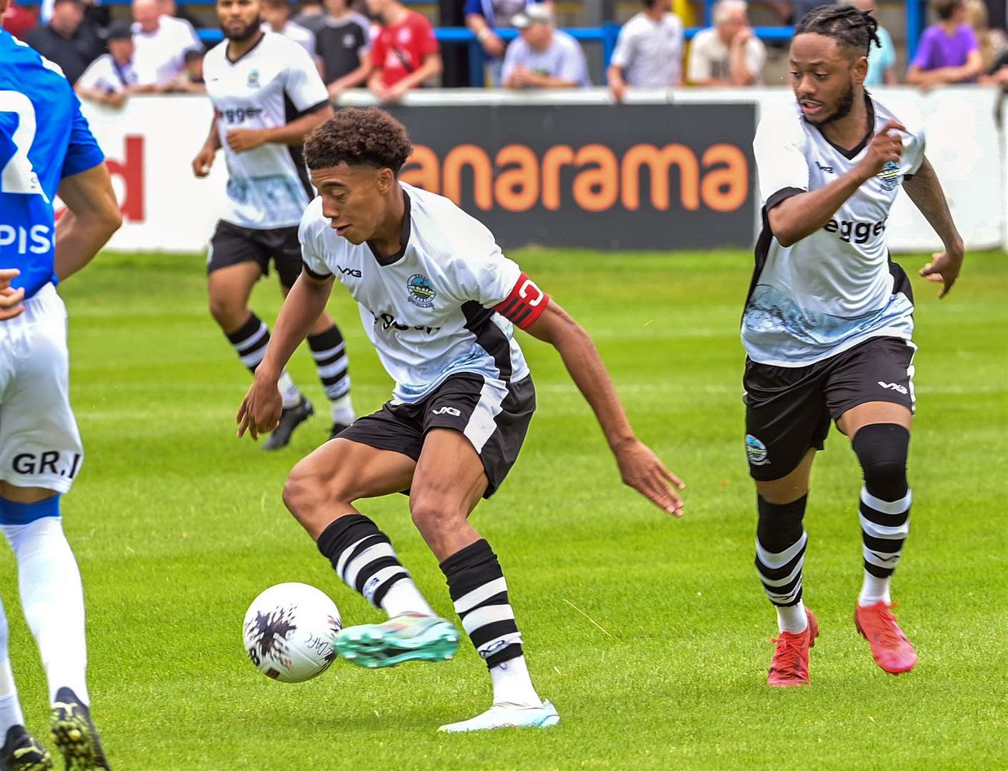 Dover’s Luke Baptiste, pictured on the ball, and Iffy Allen, in support, both scored in their weekend 3-2 FA Cup win against Hastings. Picture: Stuart Brock