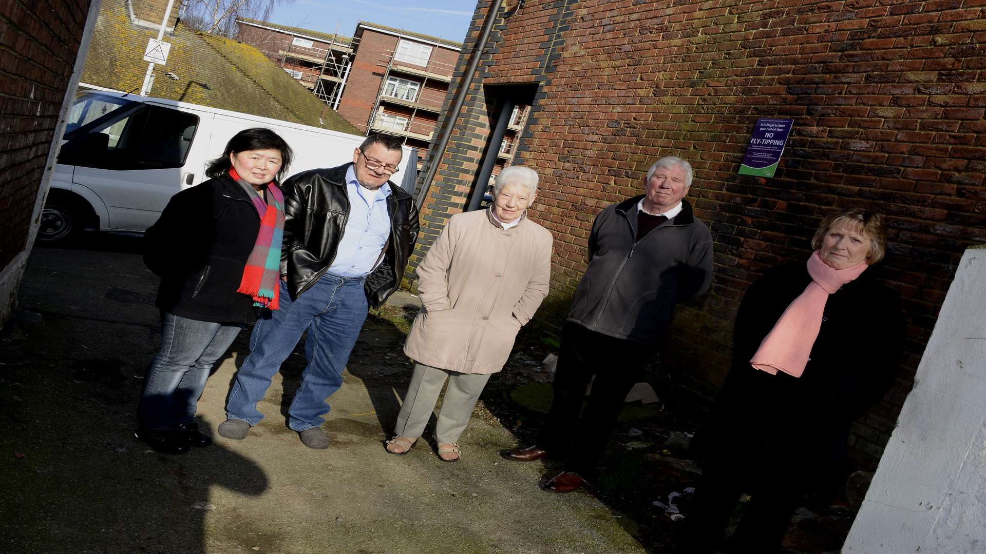 Cllr Mary Lawes with residents Alan and Joyce Carolan, Ruby Bower and John Riccoboni in the alley where rubbish is dumped.Picture: Paul Amos
