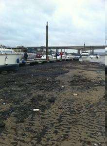 The tide out at Medway Bridge Marina, near Strood