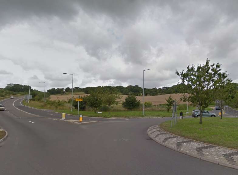 The foot of White Horse Hill in Hawkinge, at the junction of Spitfire Way. Picture: Google