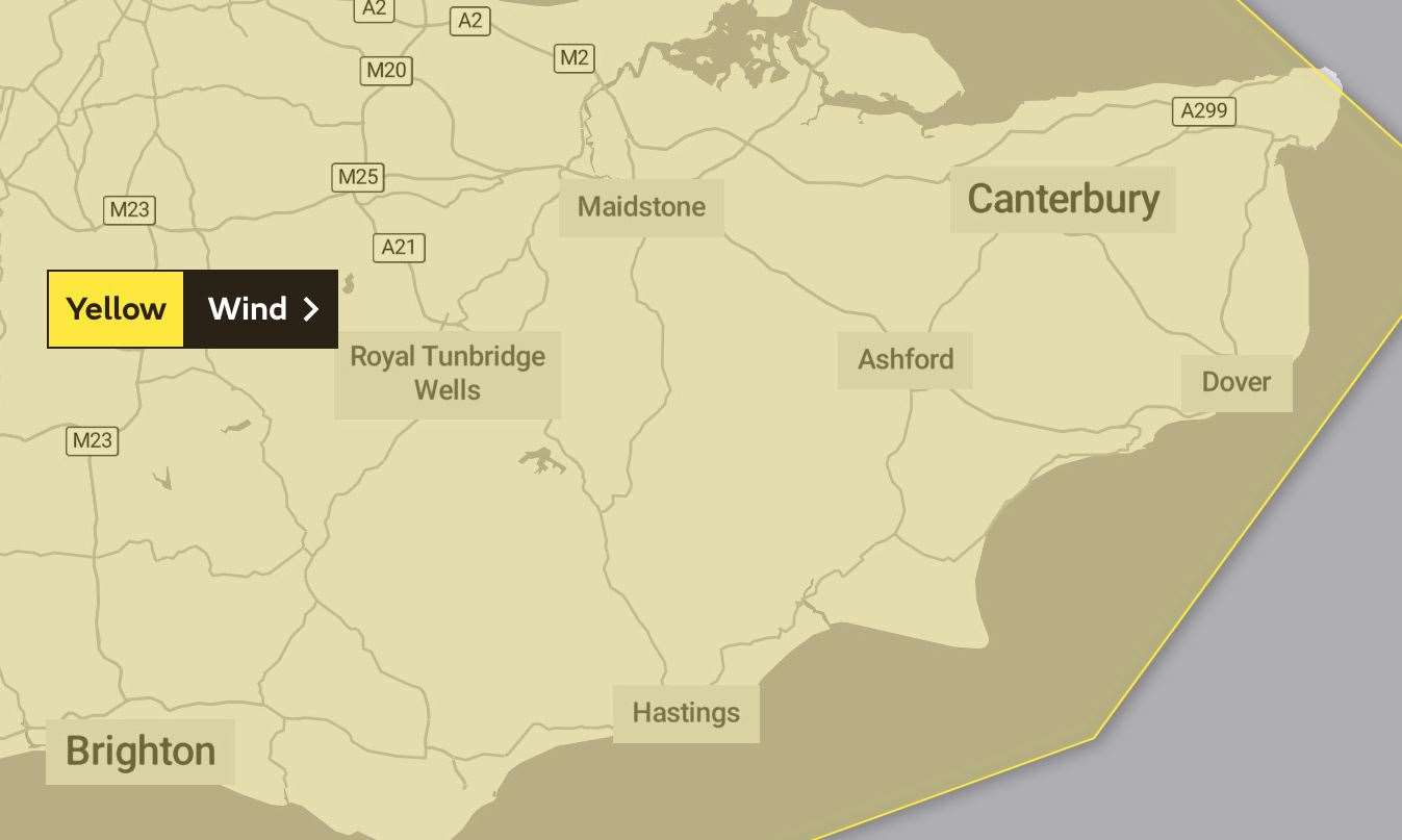 The Met Office has issued a yellow weather warning for wind