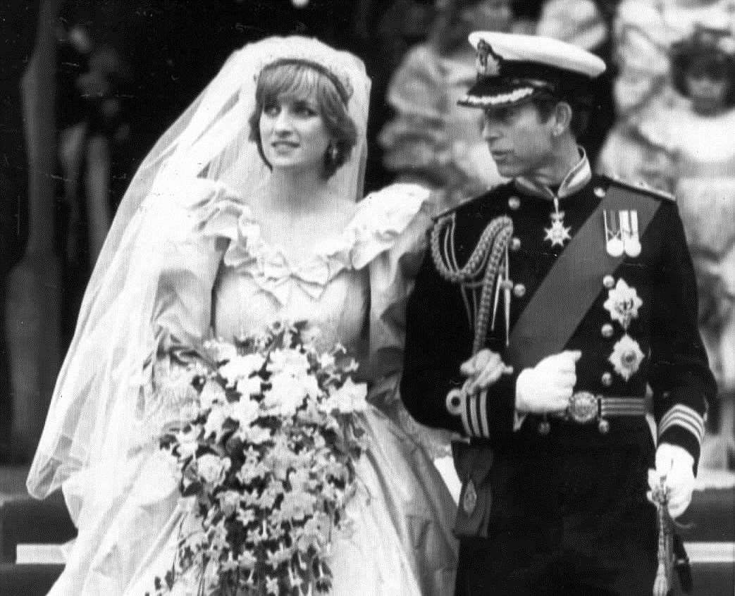Prince Charles and his new wife, the Princess of Wales, walk down the steps of St Paul's Cathedral after their marriage there on July, 29, 1981. Picture: Press Association