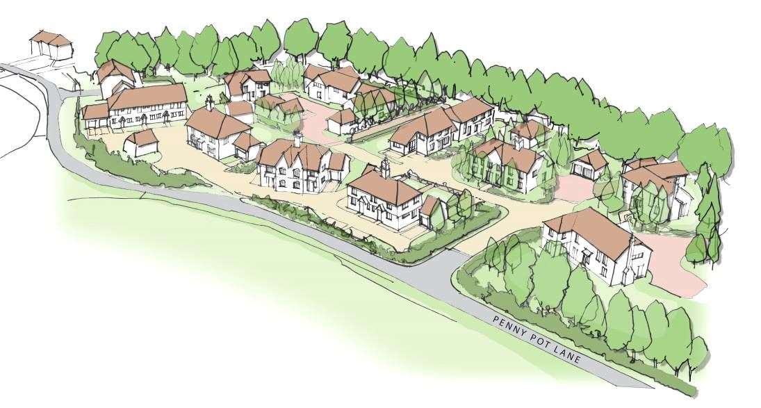 The proposed housing development at Thruxted Mill