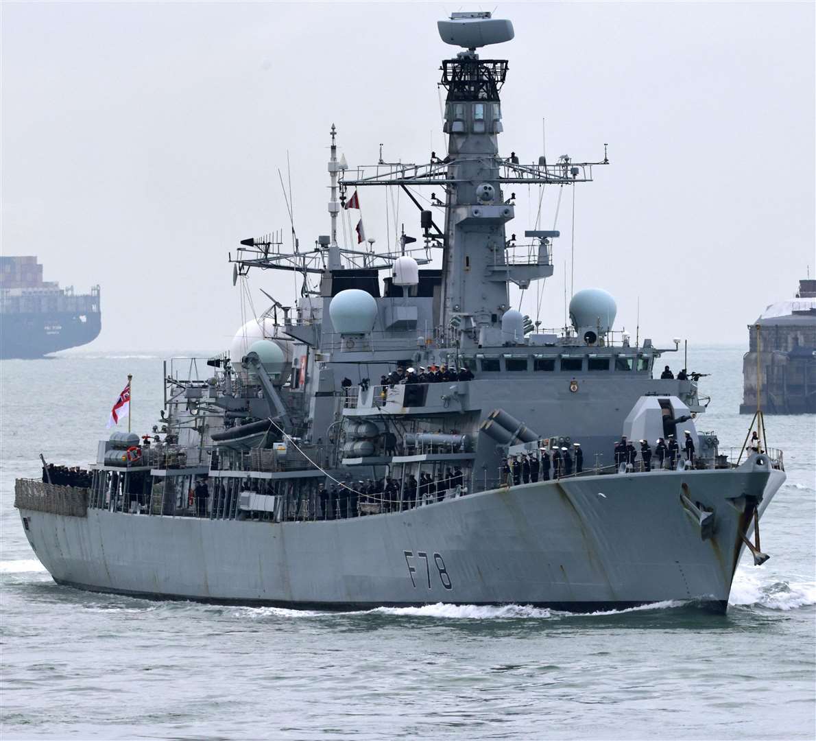HMS Kent, which is seen here entering Portsmouth Harbour, was at the centre of an extraordinary row at County Hall when a Green councillor refused to join colleagues in celebrating the vessel