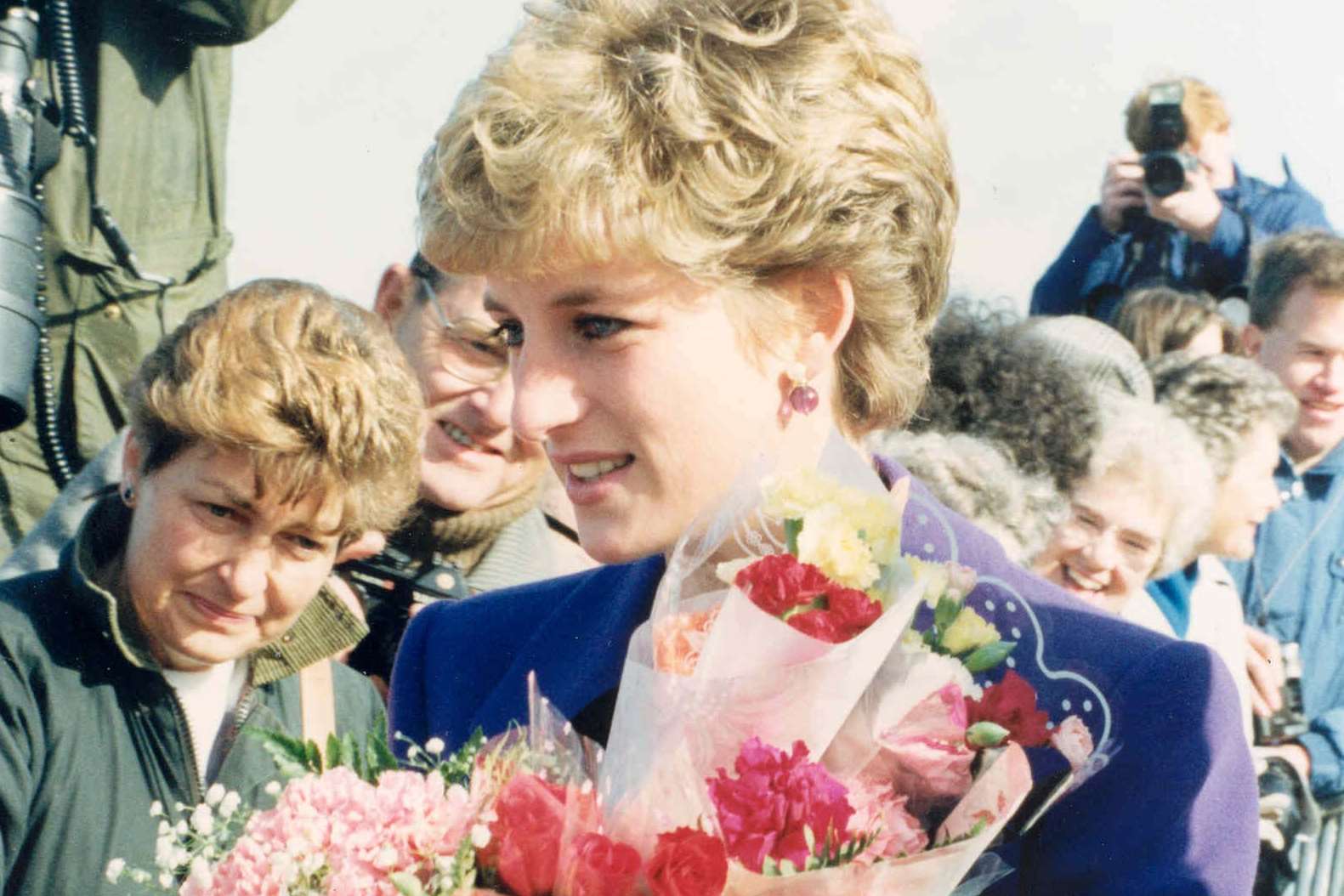 Princess Diana was showered with flowers whenever she visited Kent. She had armful of bouquets when she arrived for the official opening of the Paula Carr diabetes centre, at the William Harvey Hospital, Ashford