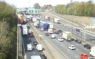 A collision between two lorries on the M25 has caused delays. Picture: Highways England