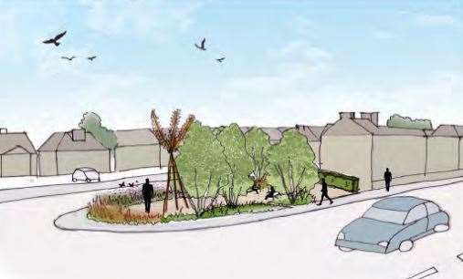 The proposed landscaped open space on the site of the old Wheatsheaf pub in Maidstone.