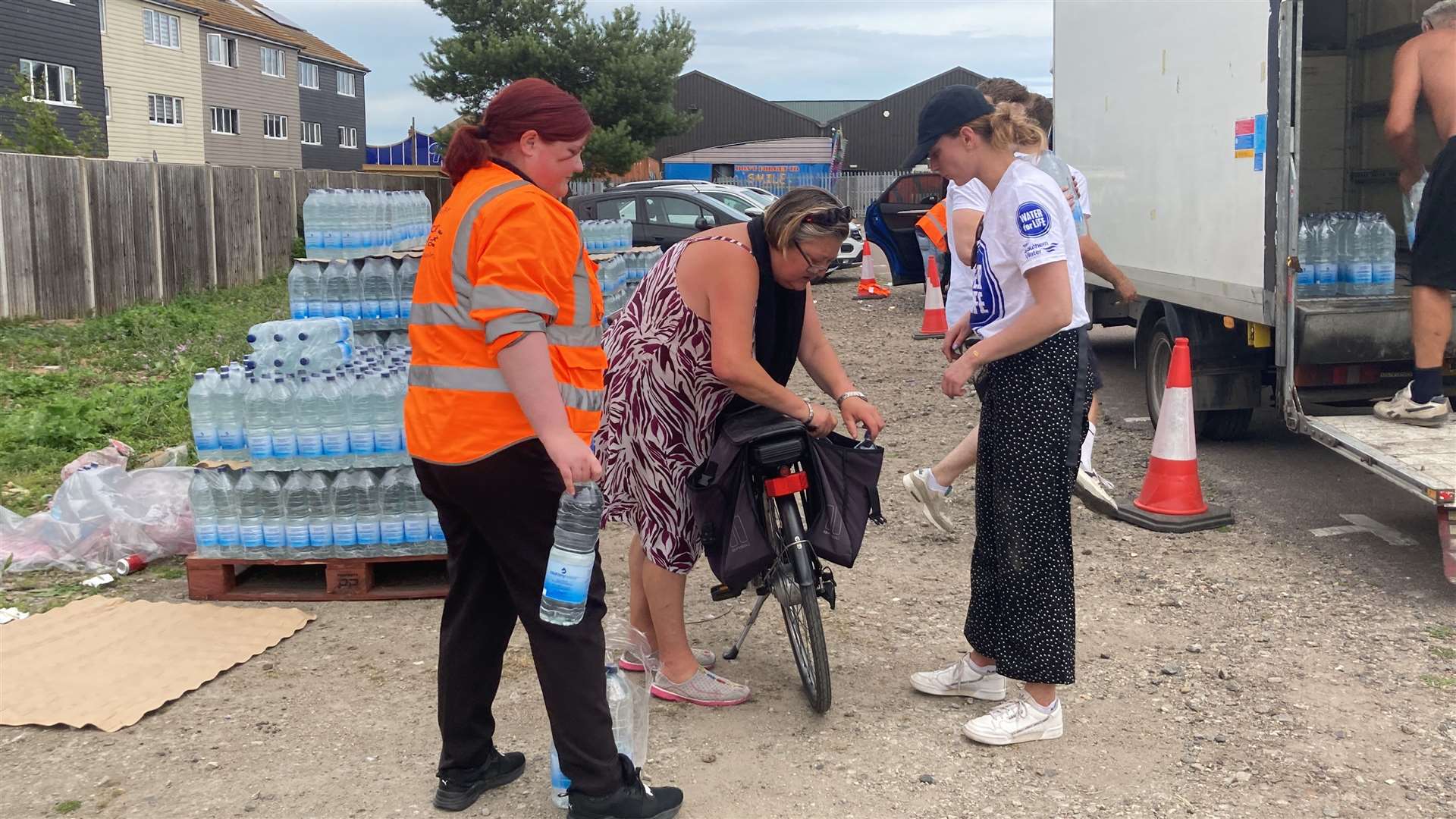 People came in or on all vehicles to get free water bottles when Sheppey lost its supply in July 2022