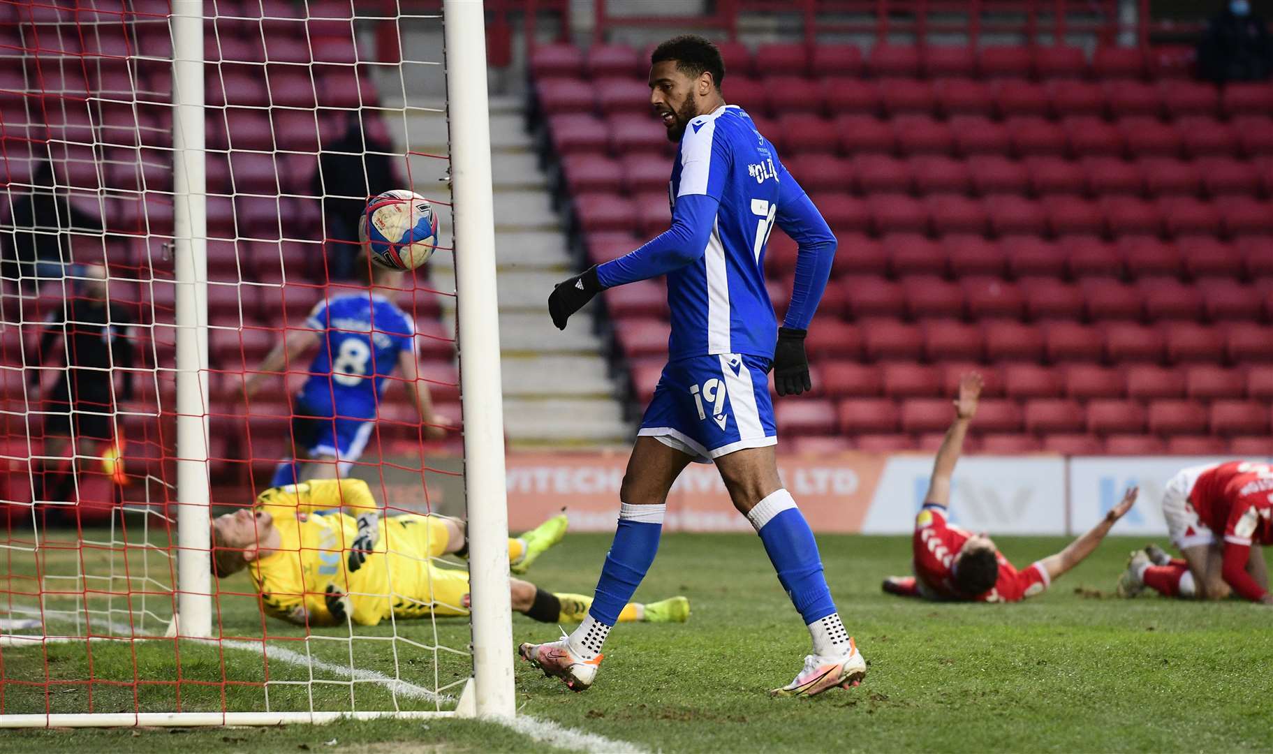 Kyle Dempsey floors Charlton with a late winner for Gillingham. Picture: Barry Goodwin