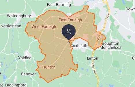 The area affected by the power cut. Picture: UK Power Networks