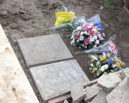 Flowers placed where Vicky Hamilton's remains were discovered