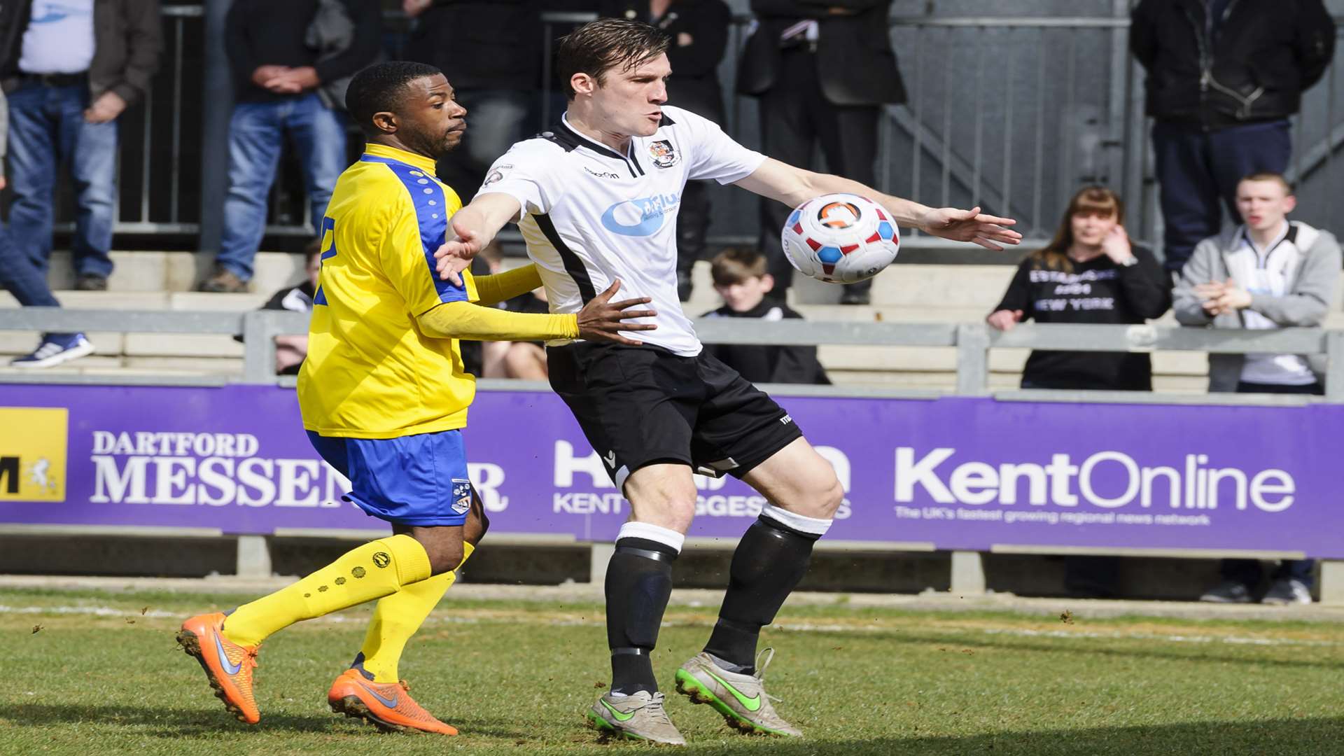 Darts striker Tom Bradbrook had to come off injured against Maidenhead. Picture: Andy Payton