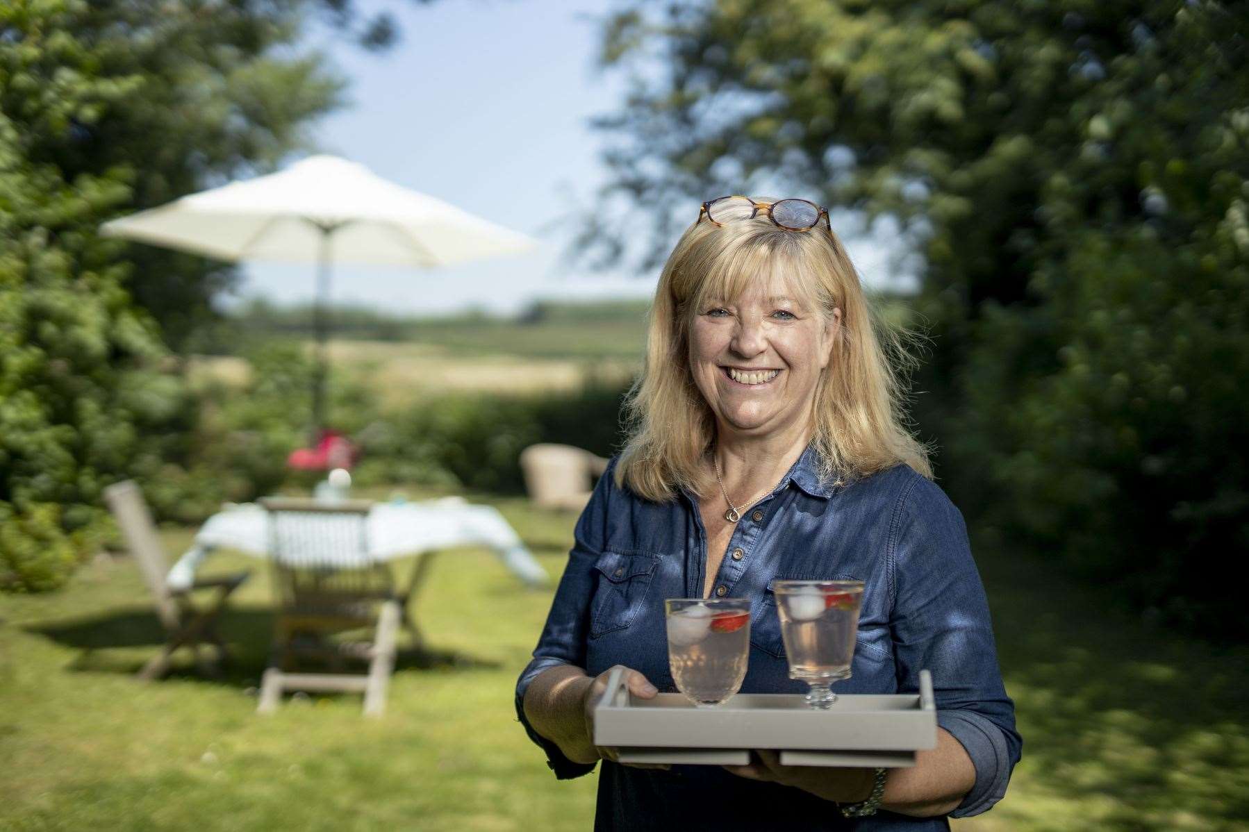 Julie Friend, once Masterchef winner, in her garden in Kent Picture© Vicki Couchman