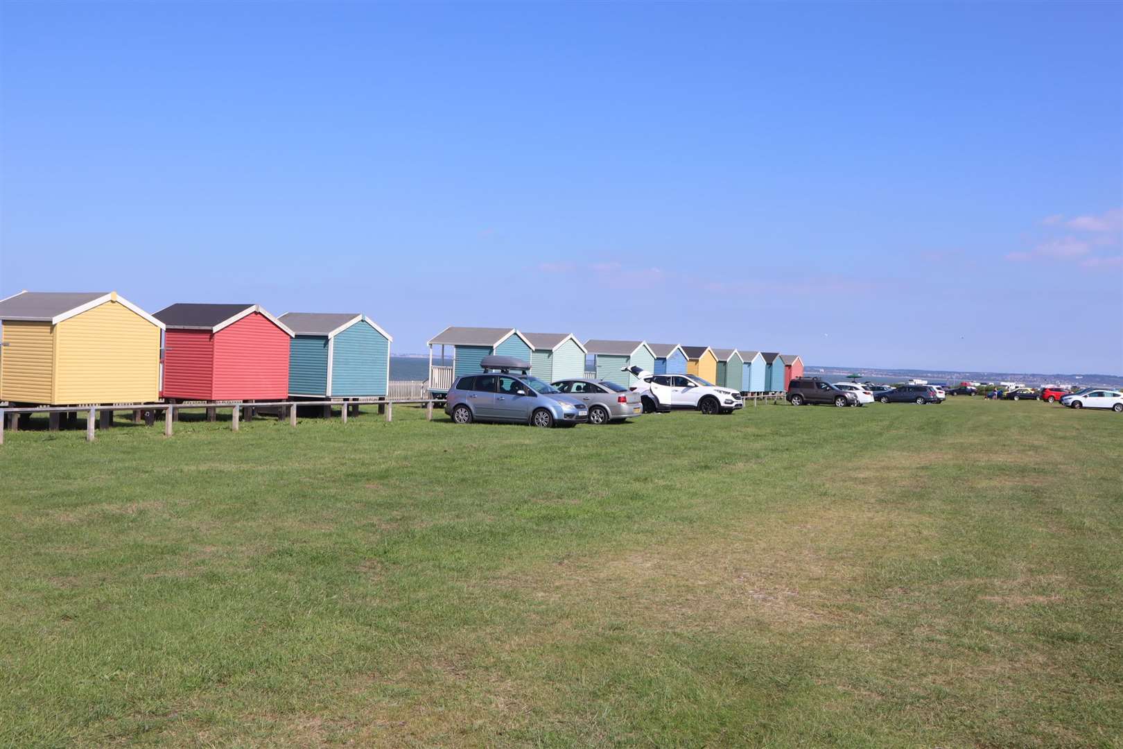 Large car park by Leysdown beach huts but no room for coaches