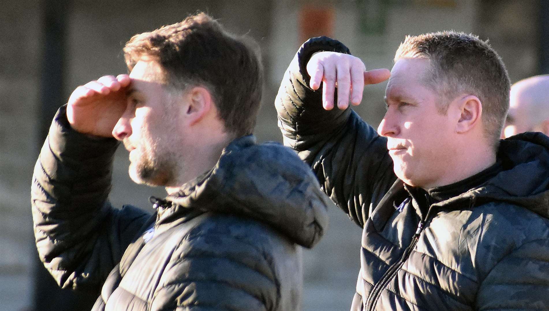Folkestone head coaches Micheal Everitt, left, and Roland Edge earned their first league points on the road with the win. Picture: Randolph File