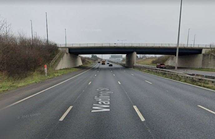 Traffic was temporarily held on the A2 near the Gravesend turn off, according to Inrix. Photo: Google (48606296)