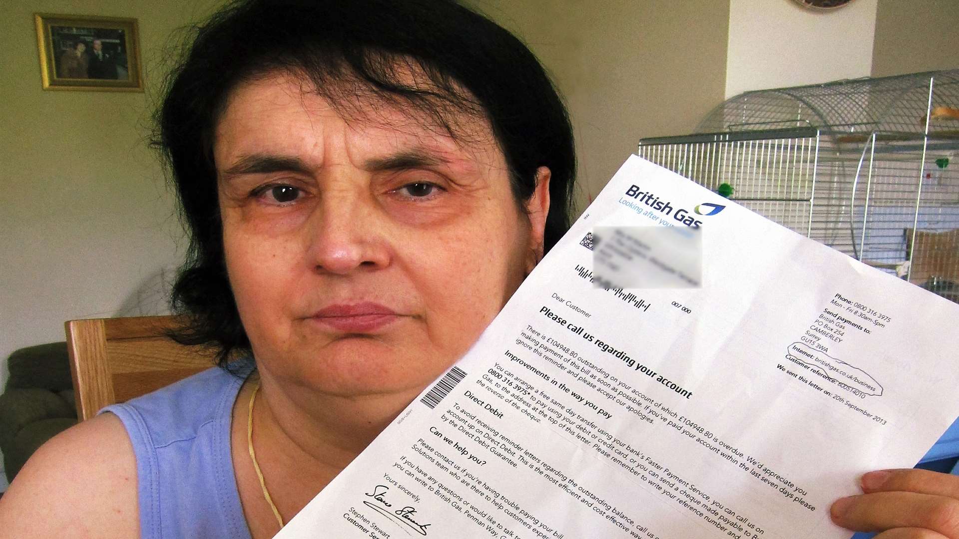 Maria Martin, who has been shocked by a £105,000 gas bill for her small flat