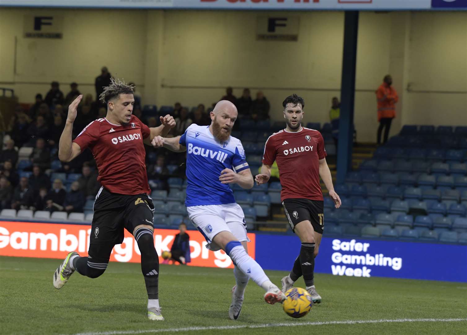 Jonny Williams on the ball for the Gills against Salford Picture: Barry Goodwin
