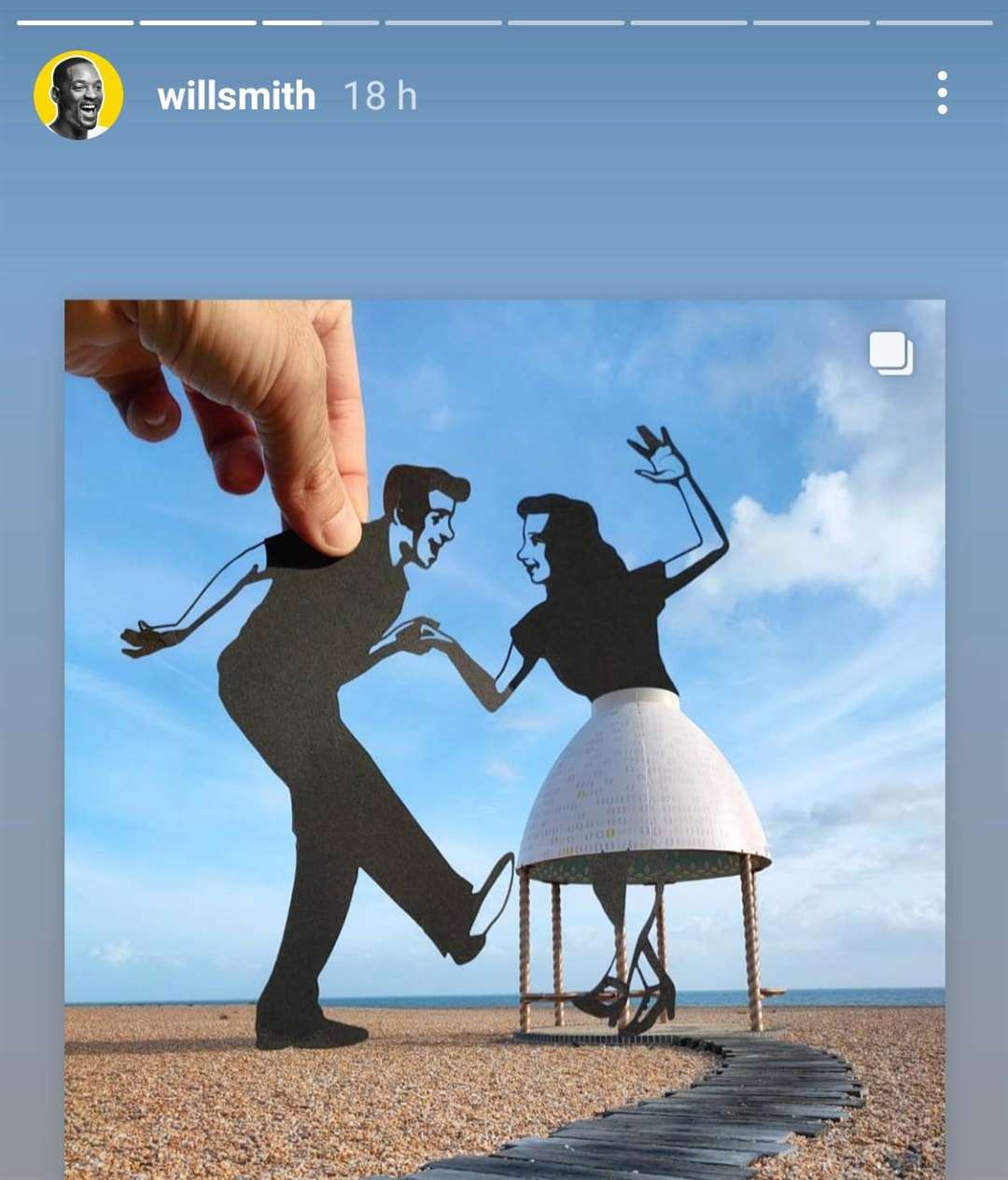 Wll Smith shared the quirky image of the artwork in Folkestone on his Instagram account. Photo: Instragam @willsmith (49227860)