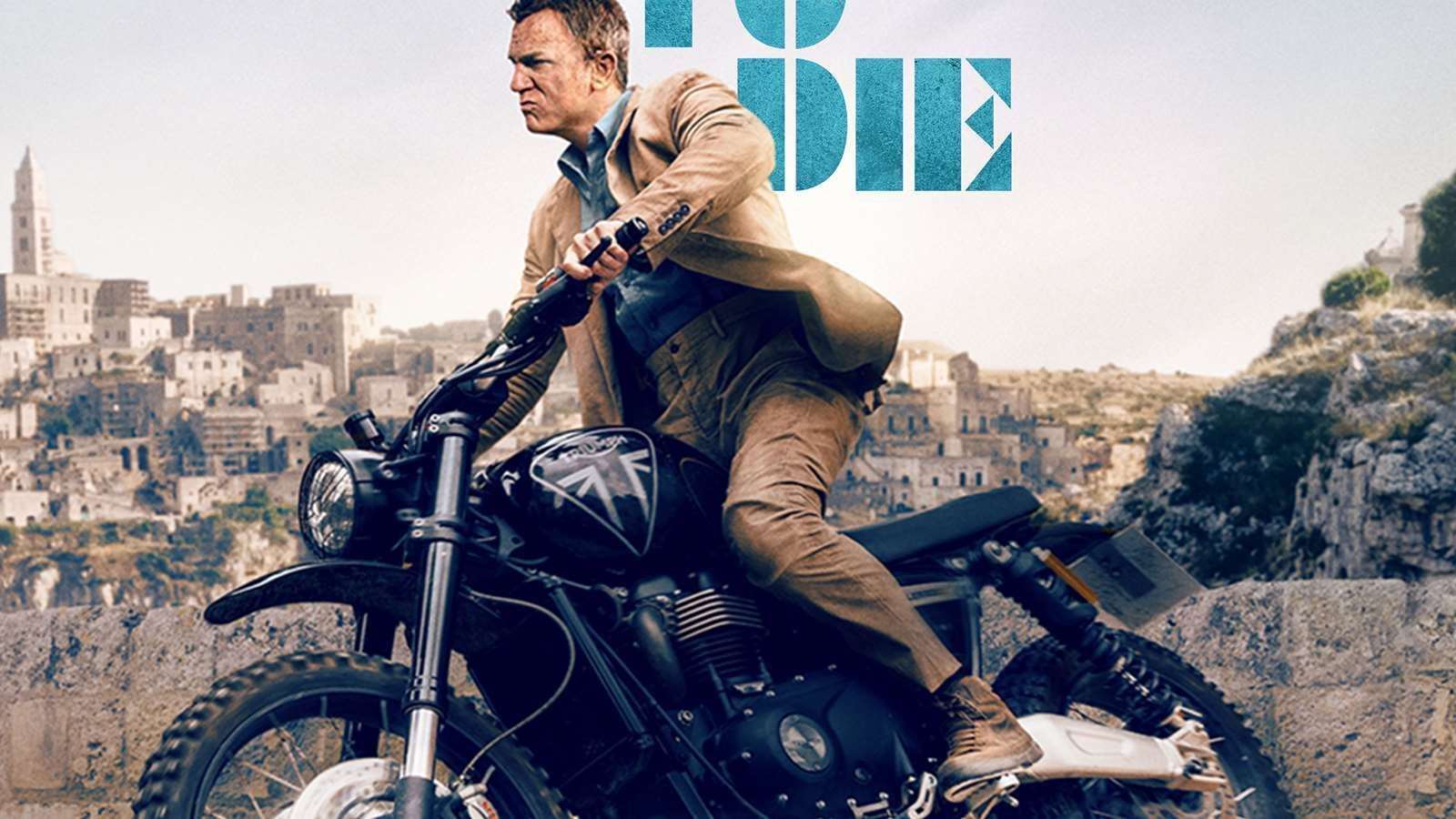 Movie poster for No Time To Die sees Daniel Craig riding a triumph motorbike. Picture: MGM