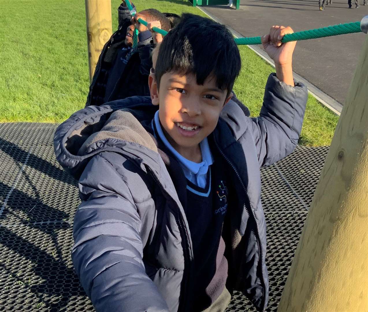 A youngster in Years 1 and 2 in Fox class enjoys the playground at Springhead Park Primary School, Ebbsfleet. Picture: The Primary First Trust