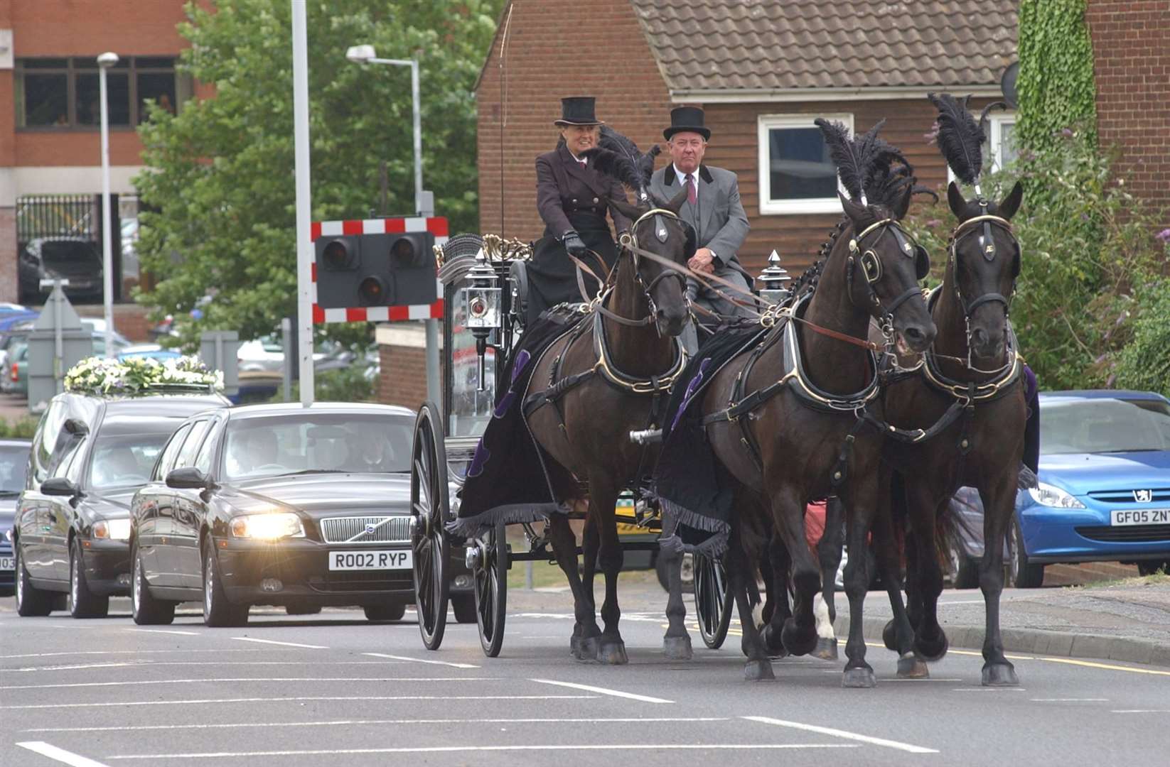 The horse-drawn hearse for Michael Chapman's funeral. Picture: Barry Crayford