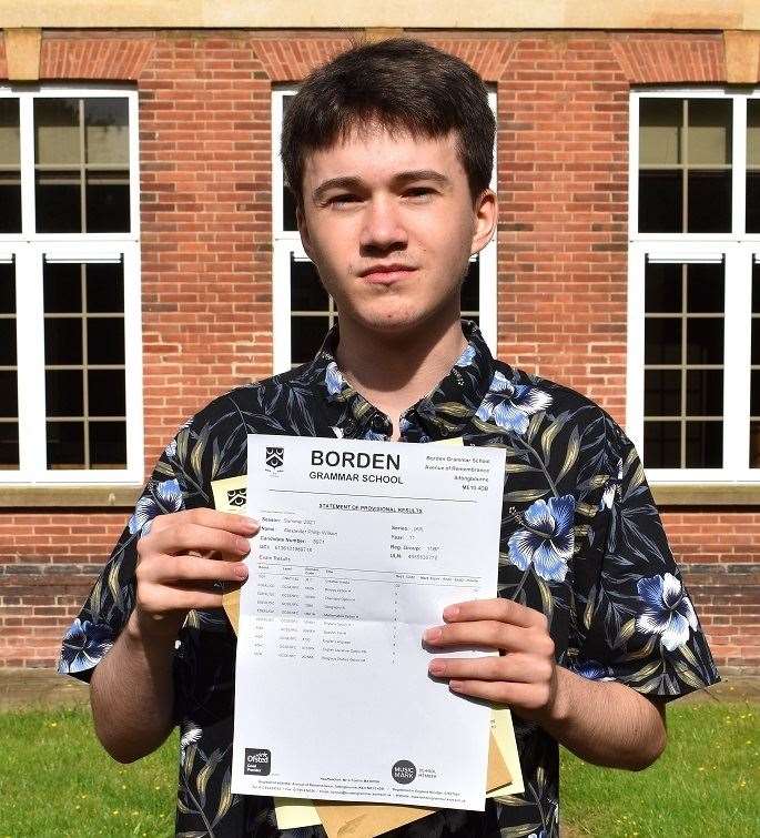 Borden Grammar pupil Alex Wilson gets his GCSE results at the Sittingbourne school