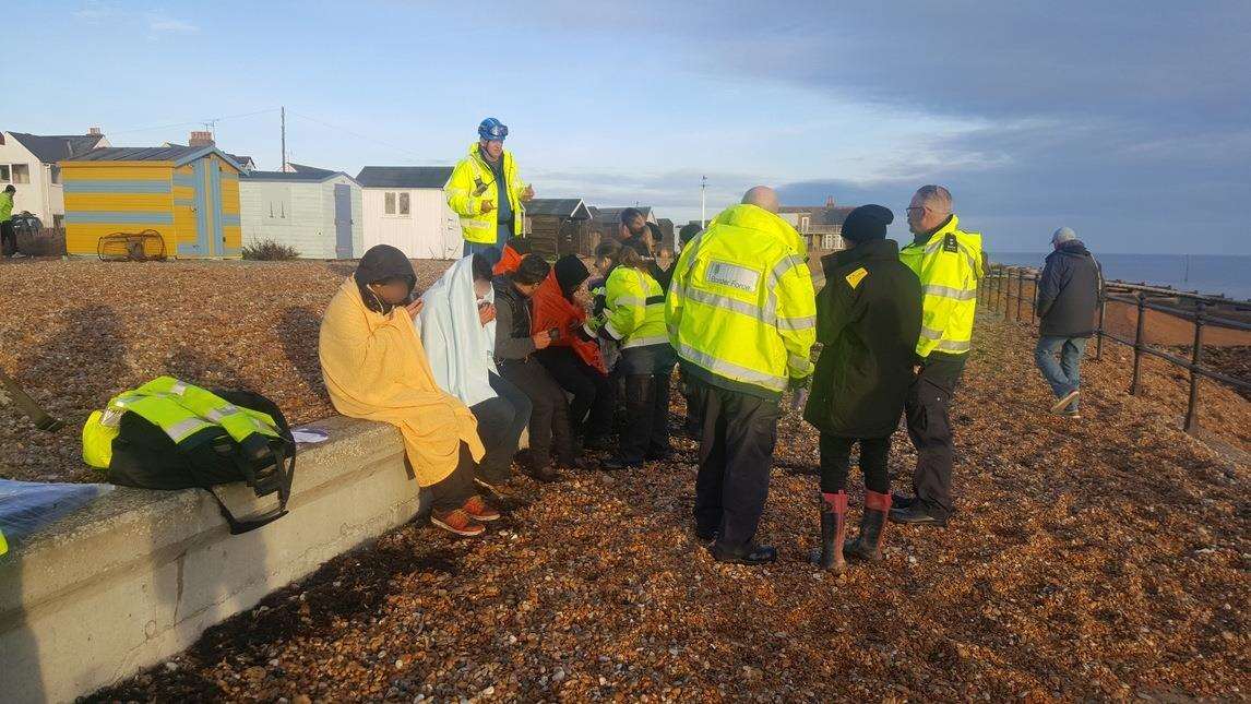Border Force officials deal with the incident on Kingsdown Beach