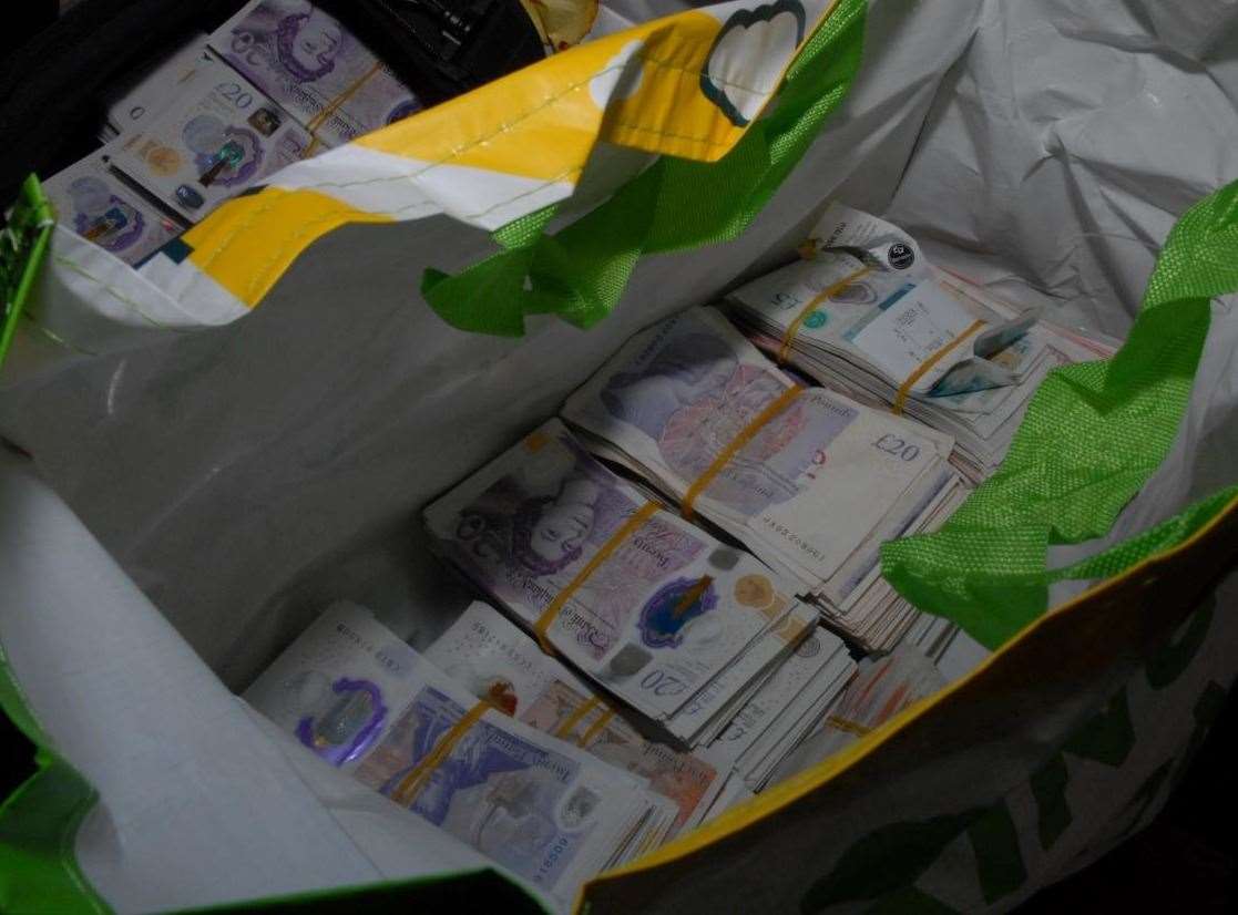 Cash uncovered in supermarket bag at the home in Sinclair Way, Dartford