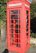 A traditional red phone box