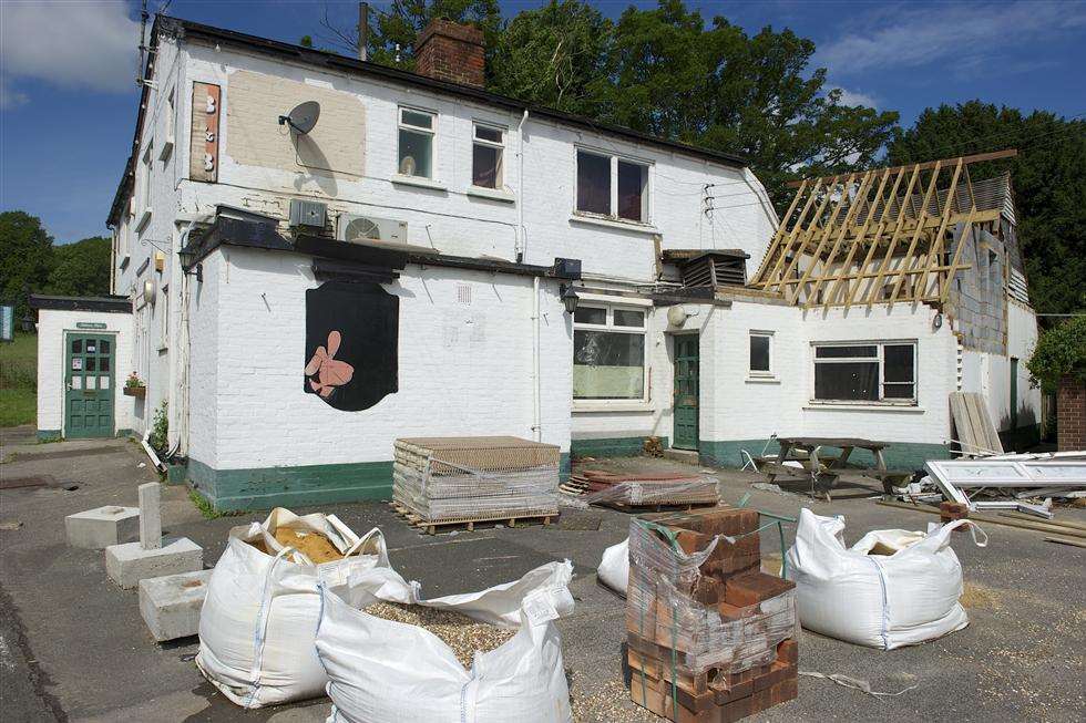 The Three Squirrels pub in Stockbury Valley which is undergoing renovation