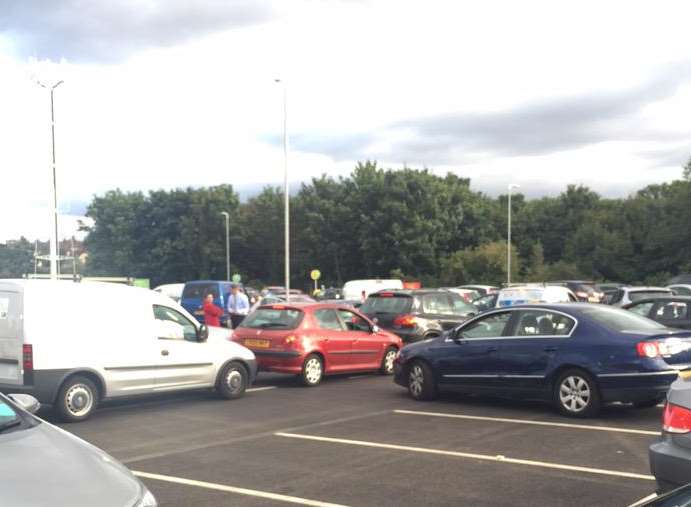 Many shoppers were stuck in the car park. Picture: Kiran Reardon