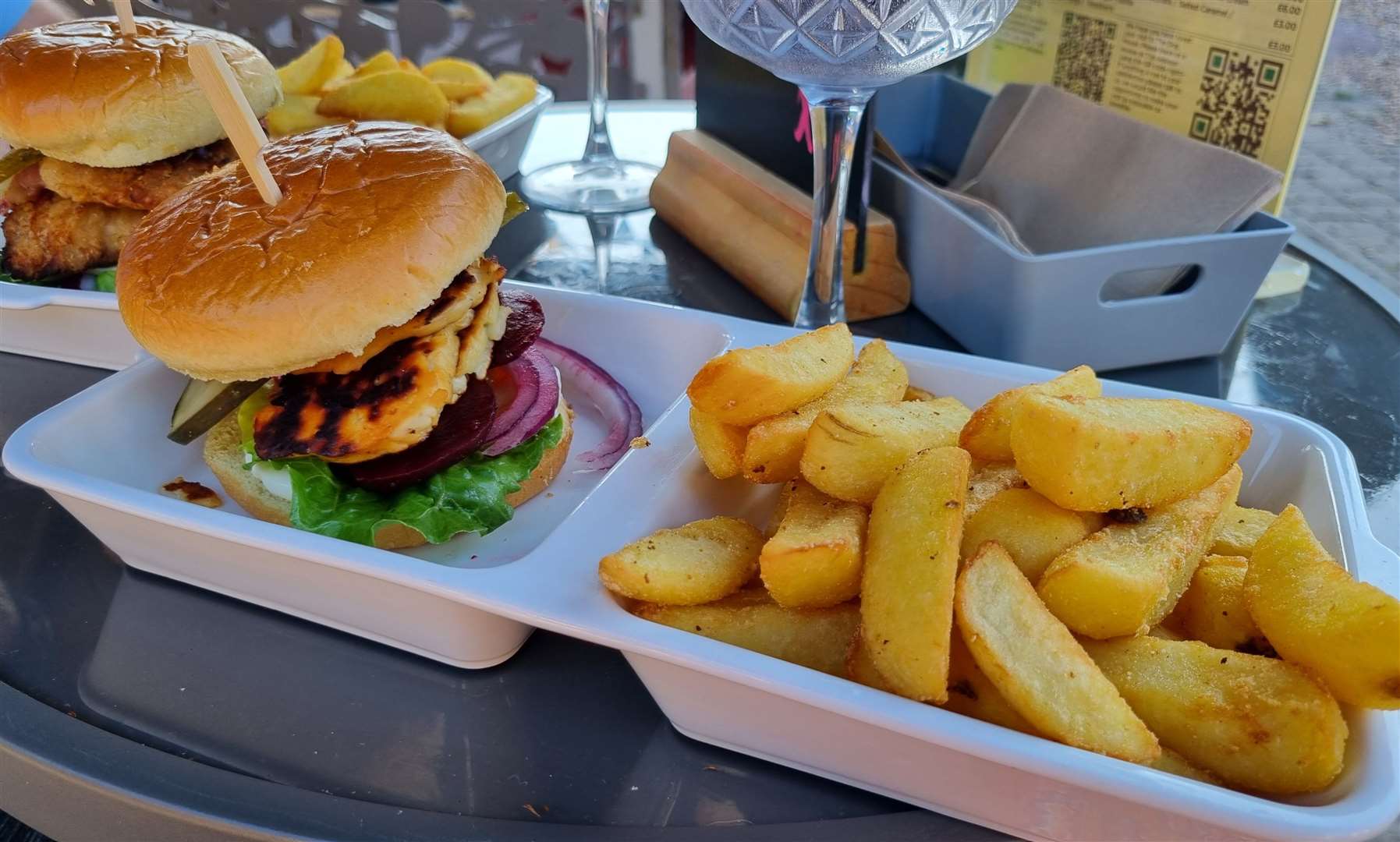 The halloumi burger and fries were delicious