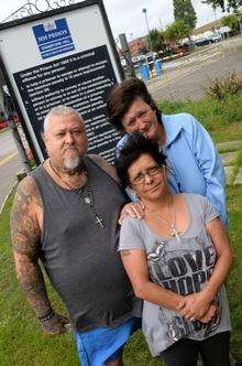 From left, Alfie White, his wife Maxine and Alfie’s carer Debbie Elliott, outside Standford Hill Prison