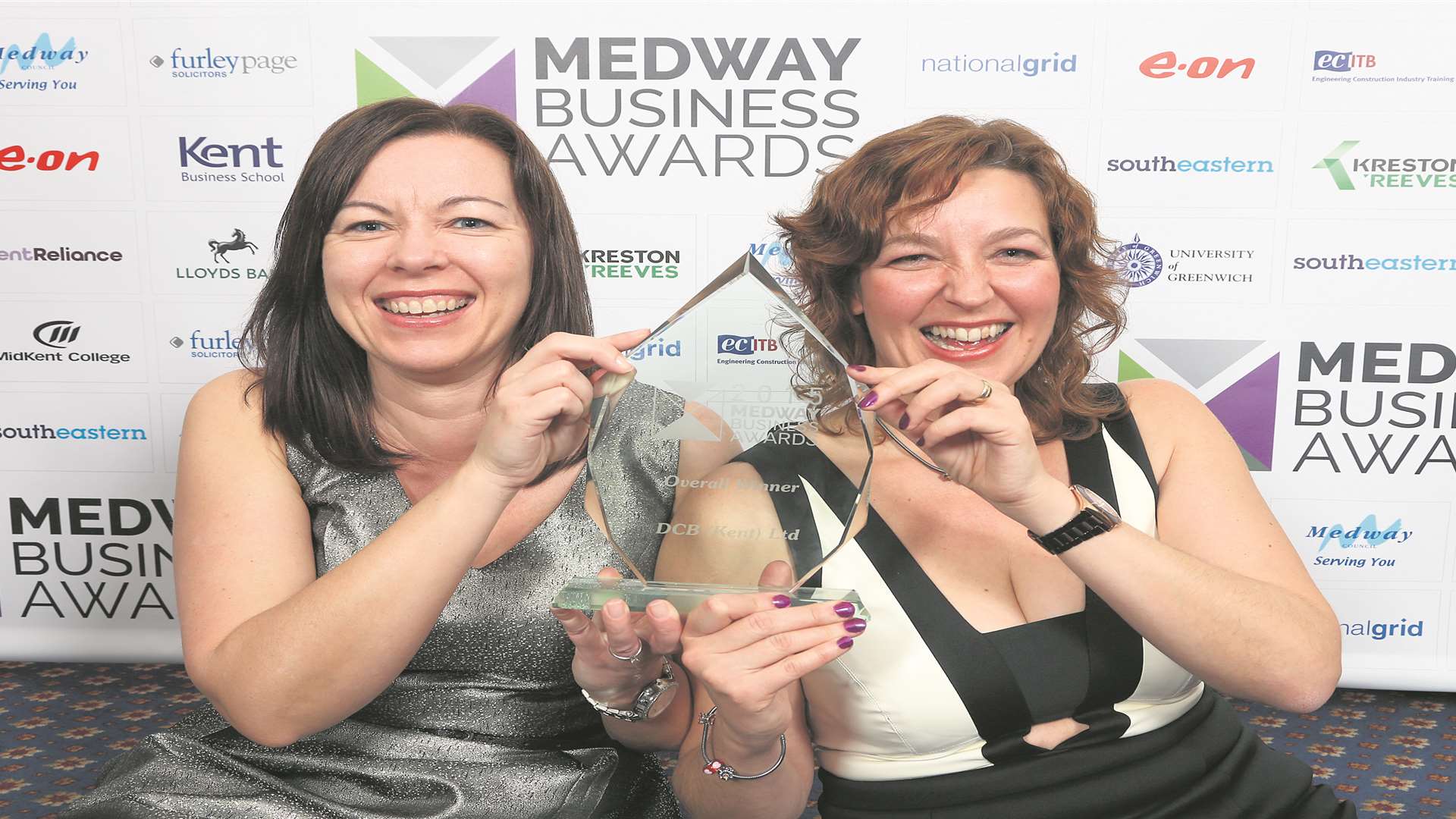 Misia Carroll and Caroline Webster of DCB (Kent) celebrate their win at last year's Medway Business Awards