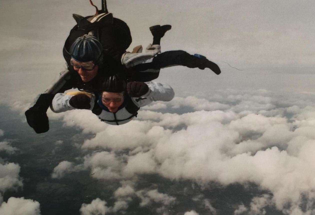 Karen did a skydive for charity. Picture: Karen Frith