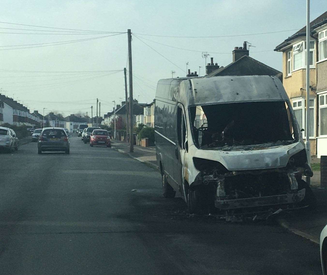 The van was torched in Colyer Road, Northfleet, in a suspected arson attack (20563497)