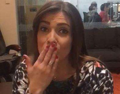 Kym Marsh blows a kiss to Demi in her video message