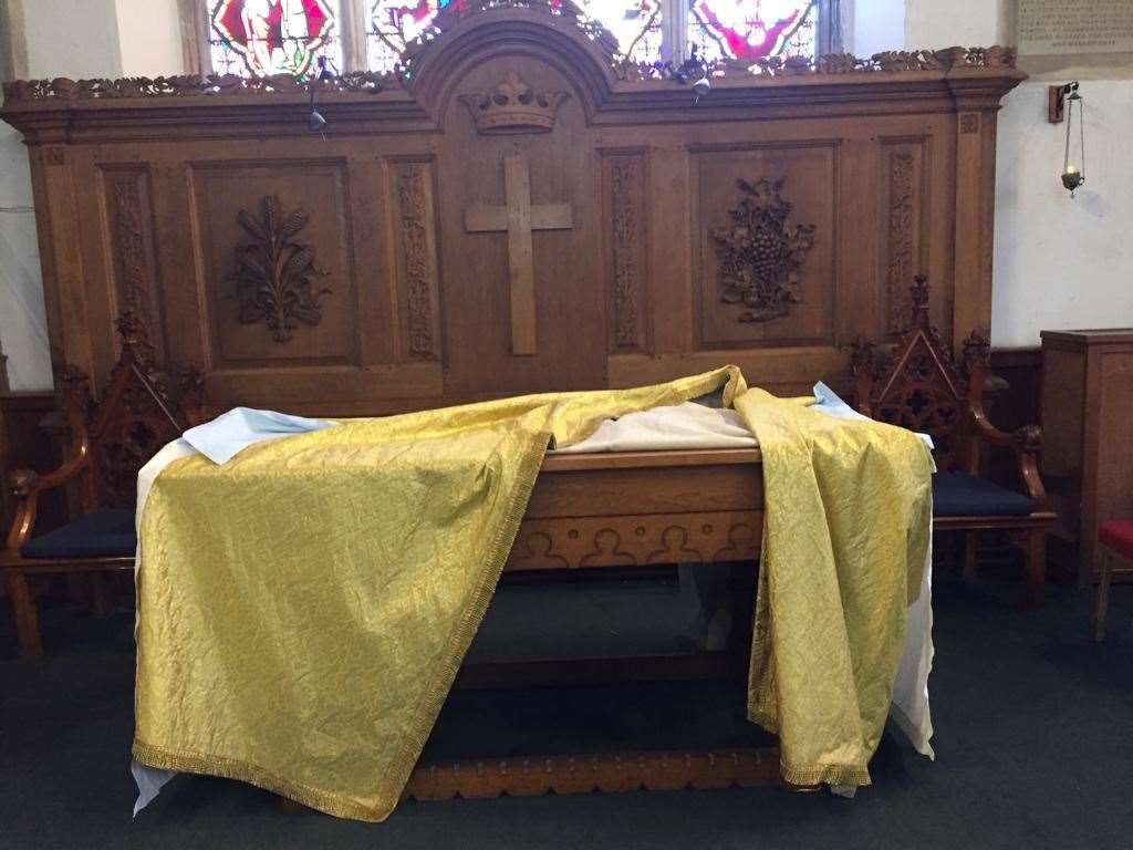 Clothes covering the alter were also torn during the incident. Picture: Robert Wiseman