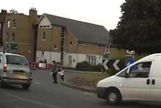 The heart-stopping moment a woman tried to cross Wincheap roundabout with a toddler in tow