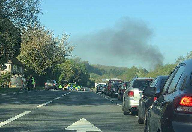 Police had to close the A249 as a result of the fire