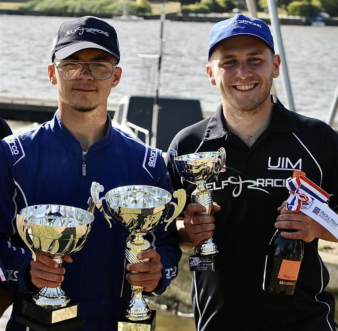 George Elmore, left, and Ben Jelf took home the trophies from Oulton Broad. Picture: Jelf Racing