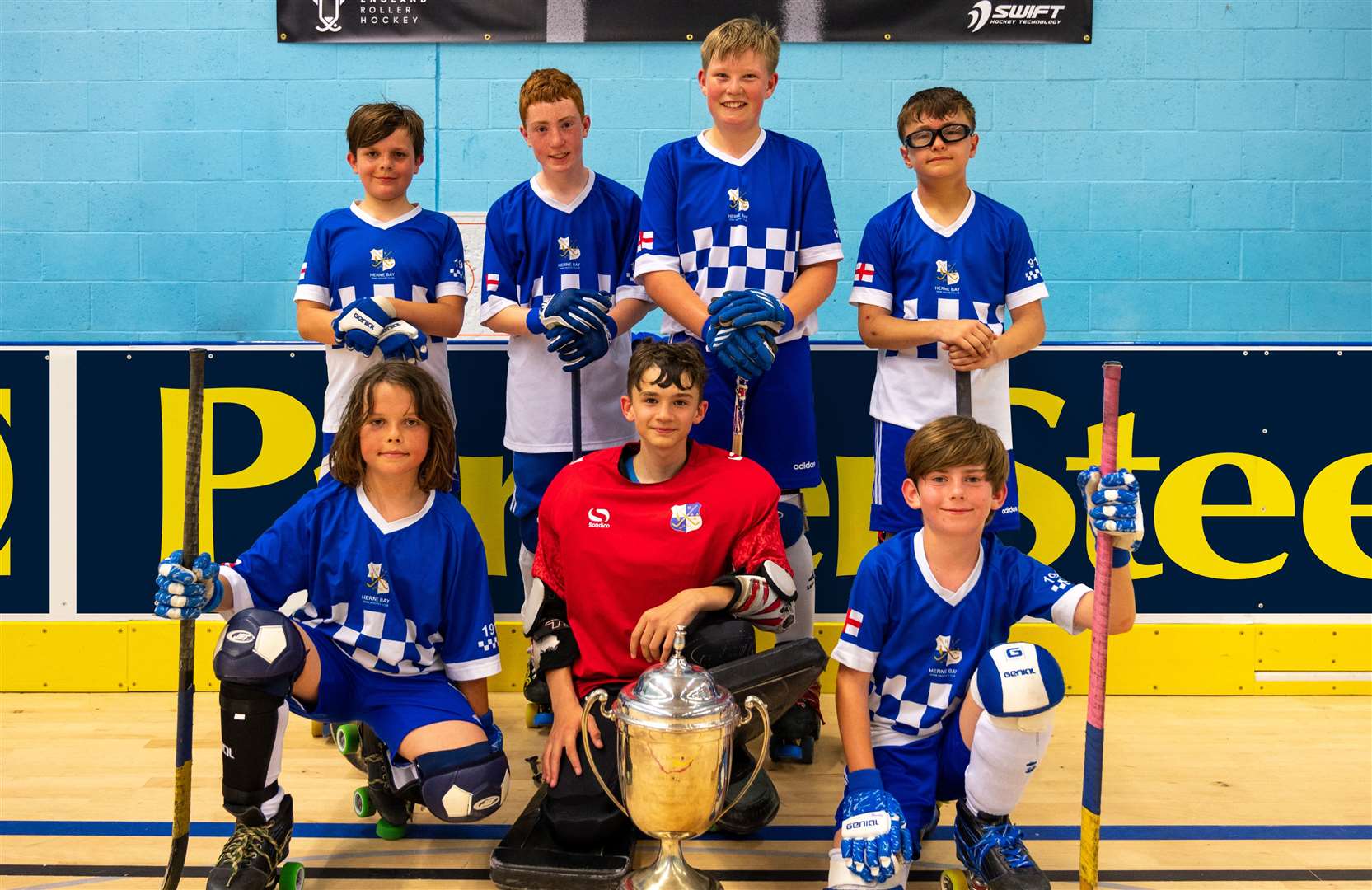 Herne Bay Roller Hockey and Skating Club under-13s celebrate their success