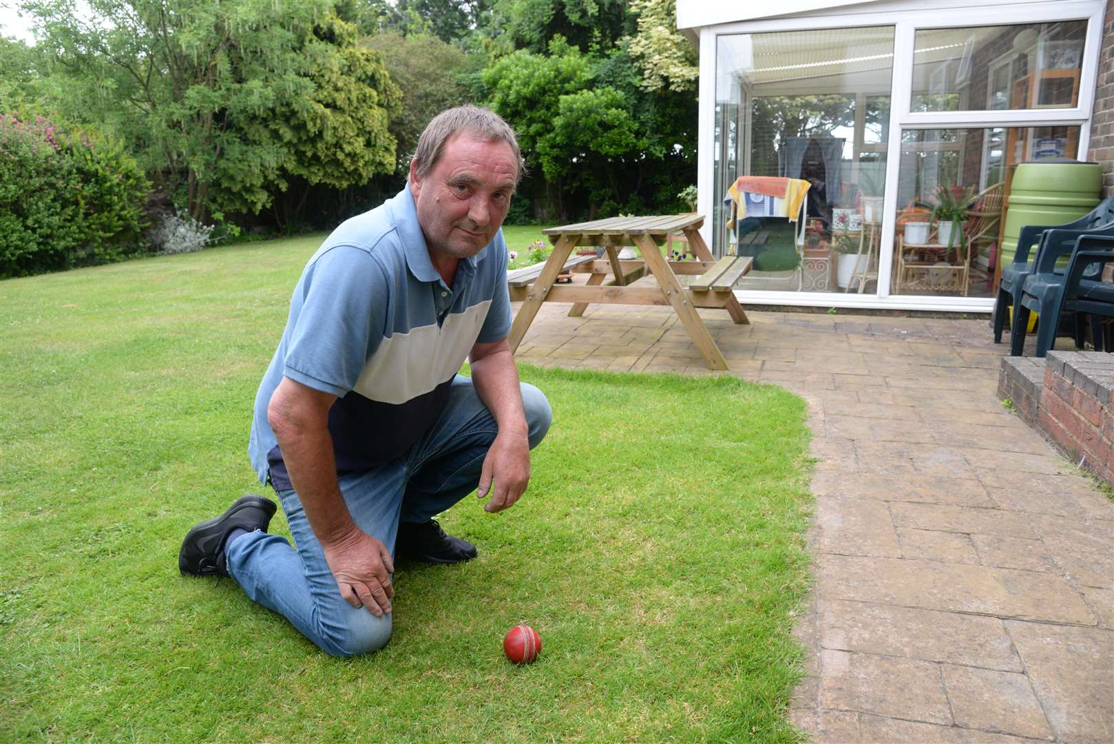 Mark Jones of Willow Reach, High Halstow is angry abour cricket balls coming in to his garden. Picture: Chris Davey (2515460)
