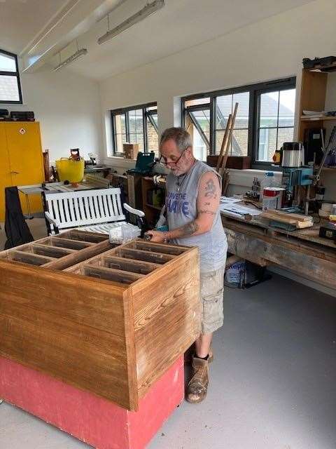 Companion Matthew Stock at the new upcycling workshop. Picture: Emmaus Dover
