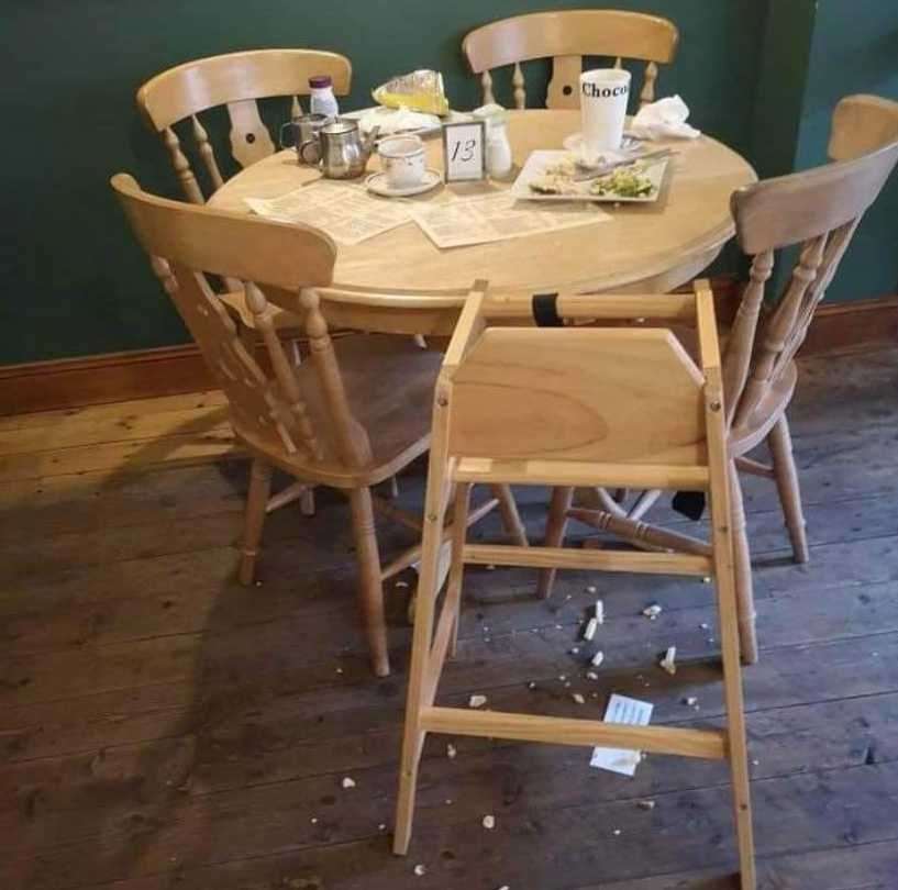 A post was shared by Corby's Tea Room on Facebook criticising mess left behind by a young mum