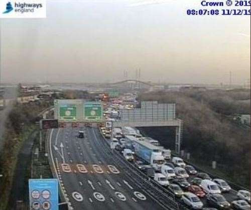 Traffic is being held on the M25 at Dartford. Photo: Highways England