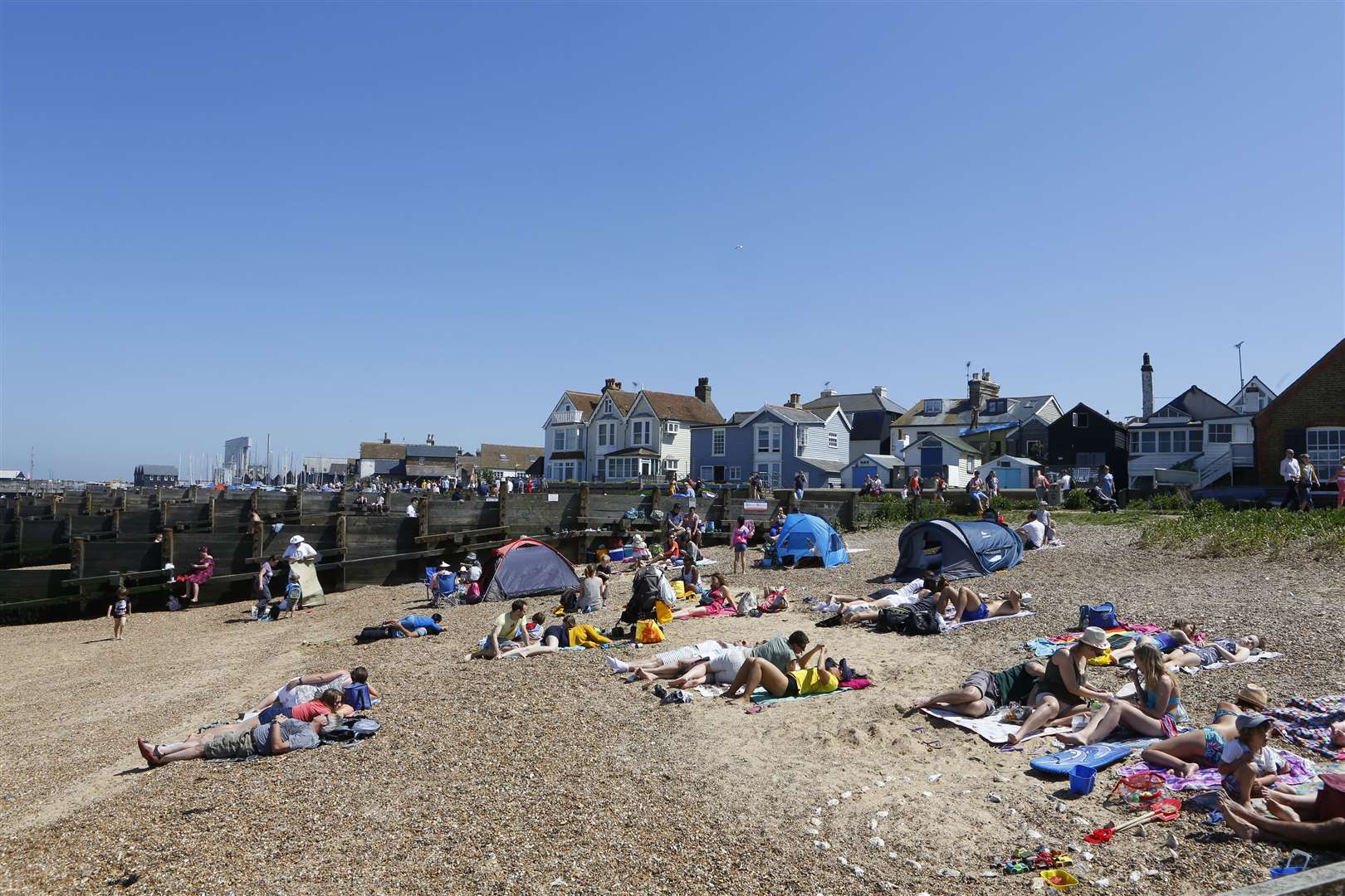 Sunbathers on Whitstable Beach two years ago